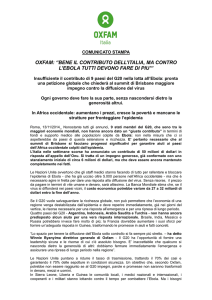 oxfam: “bene il contributo dell`italia, ma contro l`ebola