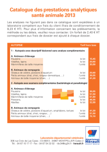 Catalogue des prestations analytiques santé animale 2013