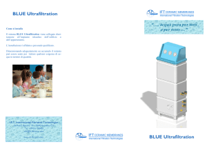 BLUE Ultrafiltration “…. acqua pura per tutti e per tutto …” BLUE