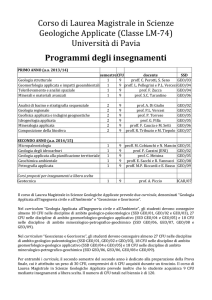 LAUREA MAGISTRALE - Dipartimento di Scienza della terra e dell