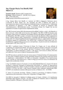 Ing. Giorgio Maria Tosi Beleffi, PhD Short CV - ISCOM