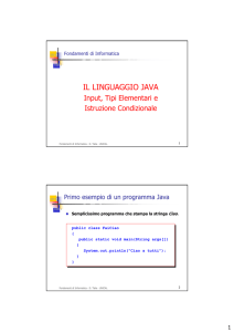 Java : Programmazione O-O, Tipi elementari e istruzione condizionale