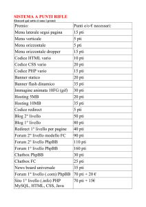 SISTEMA A PUNTI RIFLE Premio: Punti e/o € necessari: Menu