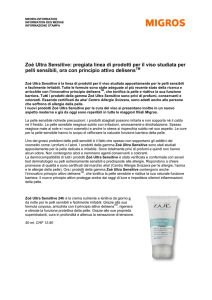 Zoé Ultra Sensitive: pregiata linea di prodotti per il viso