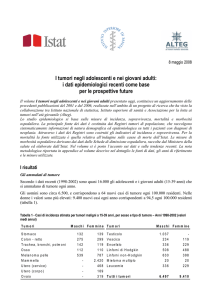 I tumori negli adolescenti e nei giovani adulti: i dati epidemiologici