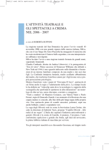 l`attività teatrale e gli spettacoli a crema nel 2006 - 2007