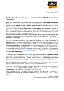 Mantova, Giugno 2016 Oggetto: Anteprima proposte per le scuole XI