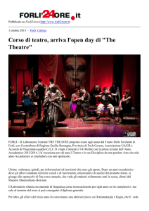 Corso di teatro, arriva l`open day di "The Theatre"