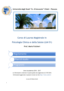 Corso di Laurea Magistrale in Psicologia Clinica e della Salute (LM