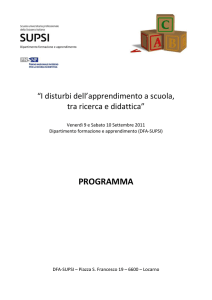 programma - Disturbi dell`Apprendimento a Scuola