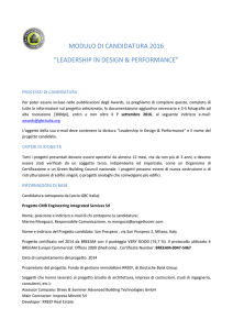 MODULO DI CANDIDATURA 2016 “LEADERSHIP IN DESIGN