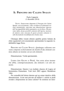 IL PRINCIPIO DEI CALZINI SPAIATI Paolo Lipparini (1 dicembre