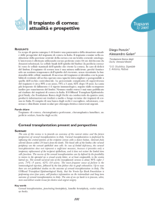 Il trapianto di cornea: attualità e prospettive