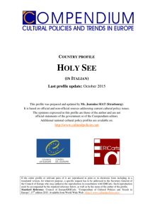 COUNTRY PROFILE HOLY SEE - Compendium of Cultural Policies