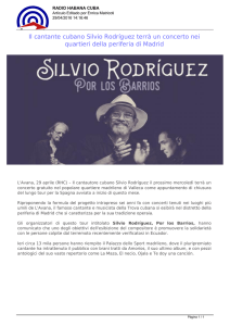 Il cantante cubano Silvio Rodríguez terrà un concerto nei quartieri