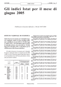 Gli indici Istat per il mese di giugno 2005