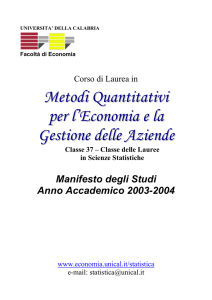 Manifesto MQEGA 2003/2004 - Dipartimento di Economia, Statistica