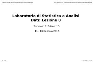 Laboratorio di Statistica e Analisi Dati: Lezione 8