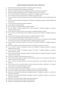 ESEMPI DI DOMANDE DI MATEMATICA PER LA TERZA PROVA 1