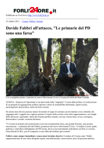 Davide Fabbri all`attacco, "Le primarie del PD sono una farsa"