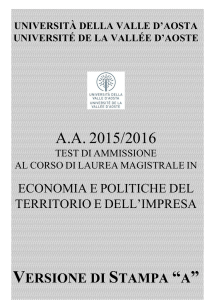 A.A. 2015/2016 - Università della Valle d`Aosta