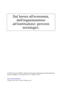 Dal lavoro all`economia, dall`organizzazione all`instituzione: percorsi