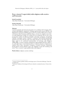 Peso o risorsa? I saperi della/sulla religione nella scuola e nell