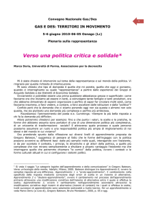 Verso una politica critica e solidale*