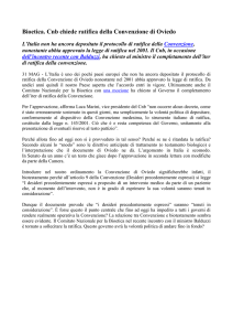 Bioetica. Cnb chiede ratifica della Convenzione di Oviedo