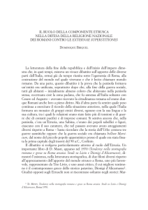 Il ruolo della componente etrusca nella dIfesa della relIgIone