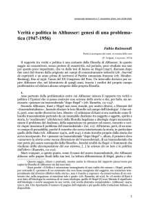 Verità e politica in Althusser: genesi di una problema- tica (1947