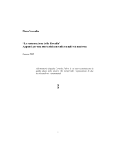 Piero Vassallo “La restaurazione della filosofia” Appunti per una