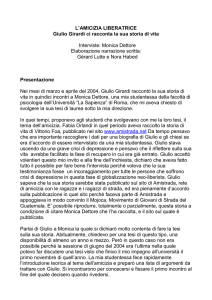 L`AMICIZIA LIBERATRICE Giulio Girardi ci racconta la sua storia di