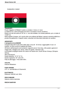 Malawi Notizie Utili - Camera di commercio ItalAfrica Centrale