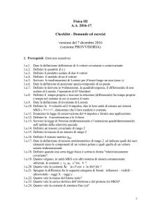 Fisica III A.A. 2016-17 Checklist - Domande ed esercizi versione del