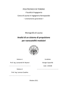 sistema di propulsione per nanosatelliti modulari