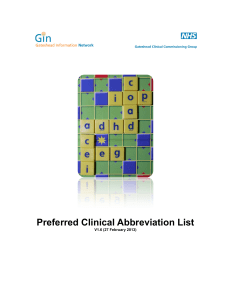 Approved abbreviations for use in Clinical Records and letters