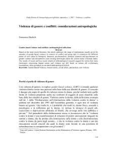 Violenza di genere e conflitti: riflessioni antropologiche
