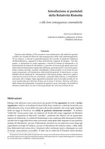 Introduzione ai postulati della Relativita'