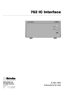 Metrohm 762 IC Interface User Manual