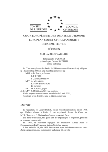 Battisti c. France: D&eacute;cision de recevabilit&eacute; CEDH