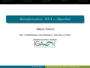 BioInformatica DNA e Algoritmi - Alberto Policriti, UniUD - 68 Pag