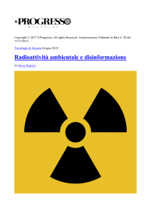 Radioattività ambientale e disinformazione - Il Progresso Giugno 2019