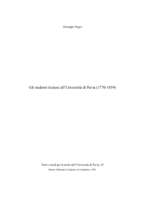 Studenti Ticinesi all'Universit&agrave; di Pavia (1770-1859)