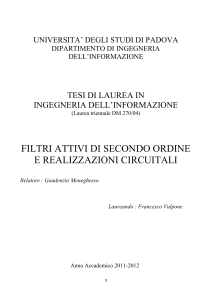 Filtri Attivi di Secondo Ordine: Tesi di Laurea in Ingegneria
