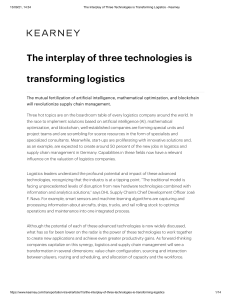 The Interplay of Three Technologies is Transforming Logistics - Kearney