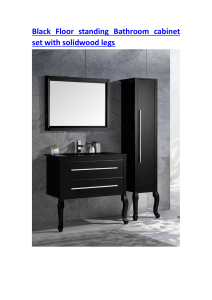 Black Floor standing Bathroom cabinet set with solidwood legs