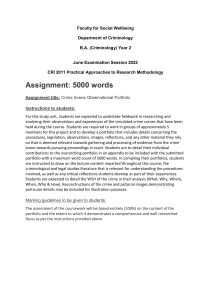 CRI2011 Assignment Marking Scheme
