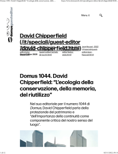 Domus 1044. David Chipperfield “L’ecologia della conservazione, della memoria, del riutilizzo” - Domus