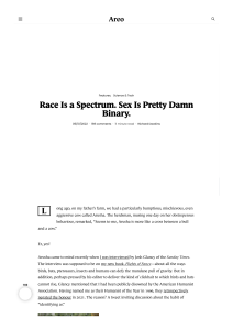 Race Is a Spectrum. Sex Is Pretty Damn Binary. - Areo
